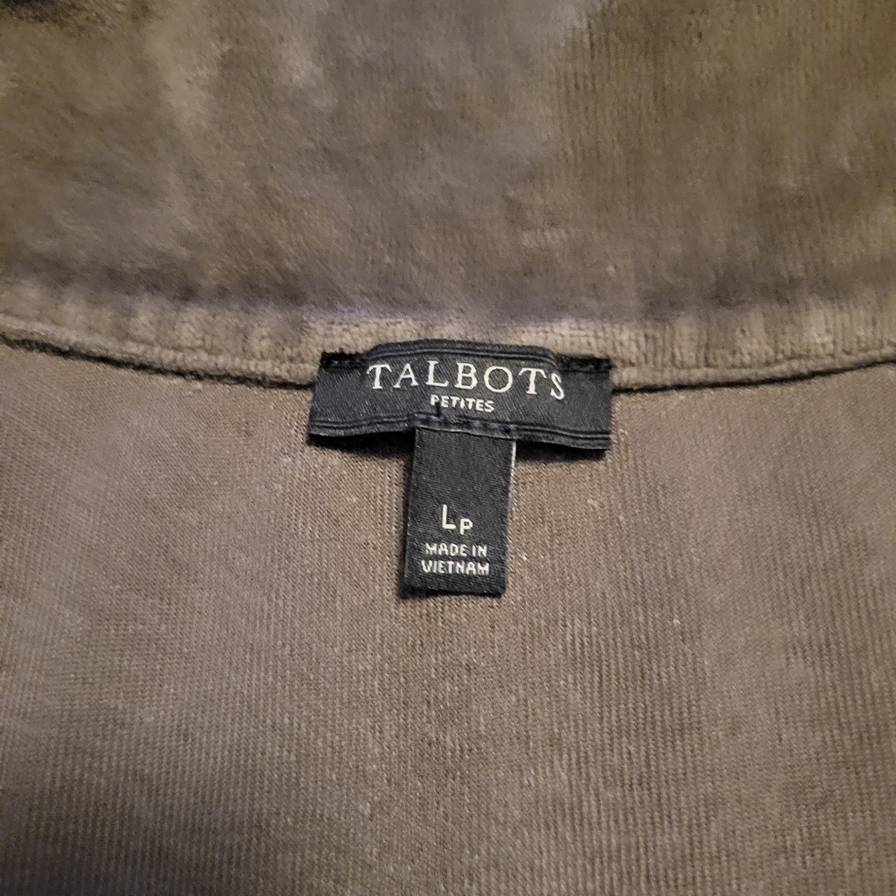 90s/00s Grey Velour Sweatshirt By Talbots - Picture 4 of 5